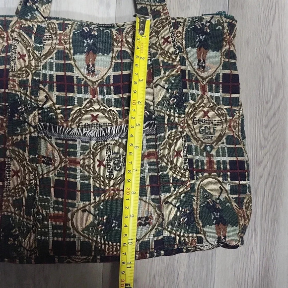 🛍Handmade Tapestry Golf Theme Zippered‎ Tote Shoulder Bag - Picture 6 of 8
